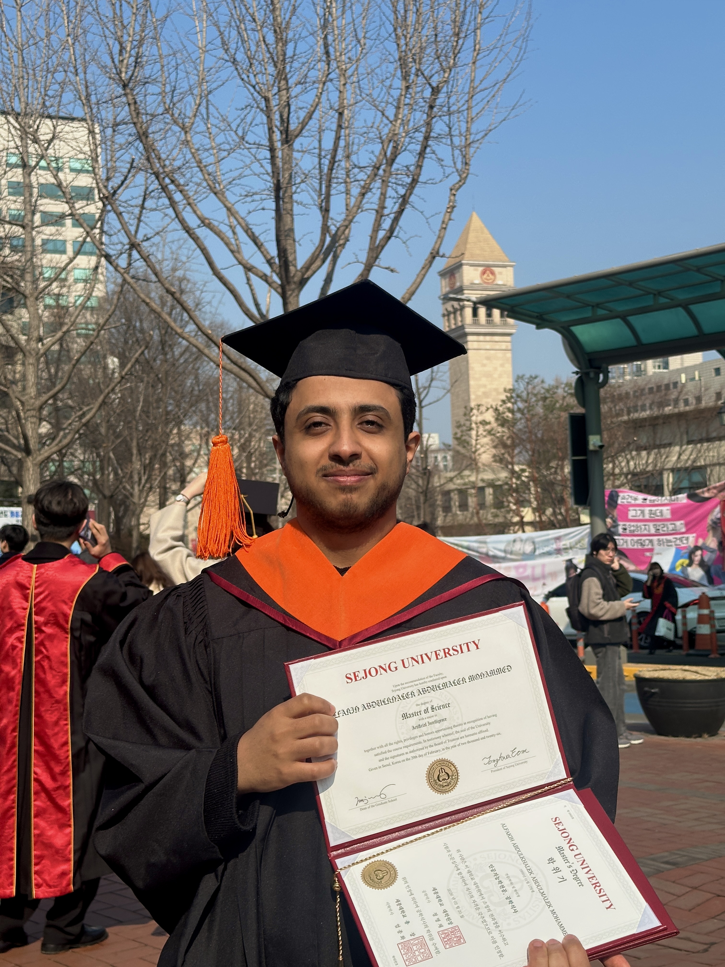 AbdulKhalek Al-Fakih at his Sejong University master's graduation